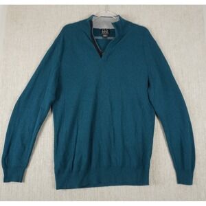 Jos. A. Bank Executive Collection Teal Blue Mens Pullover 1/4 Zip Cotton Large